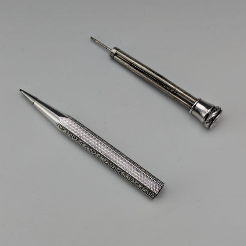 Early 20th Century Antique Flower Engraving 835 Silver Propelled Mechanical Pencil